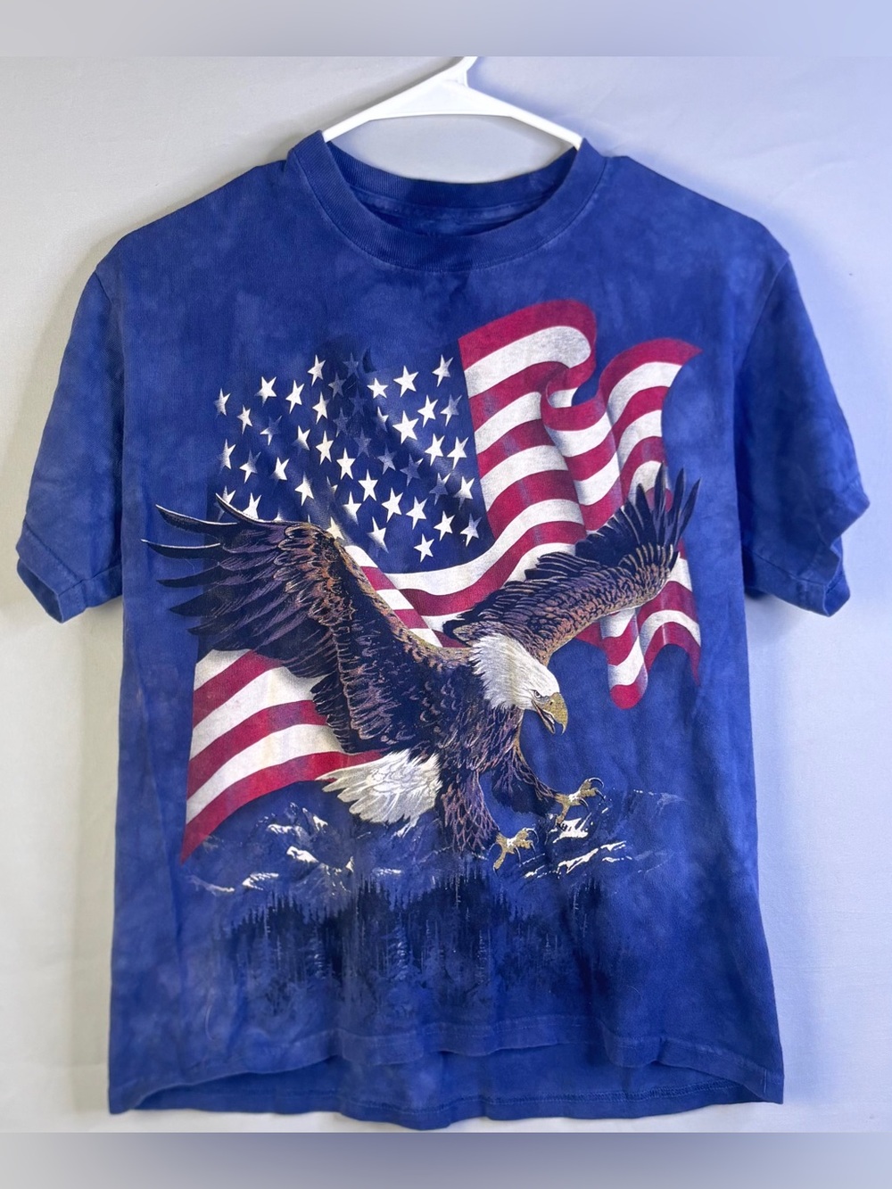 The Mountain Bald Eagle American Flag Alaska T-Shirt - S